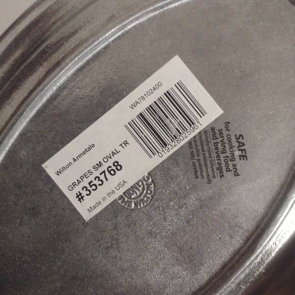 Vtg Wilton Armetale Silver Pewter Grape Motif Oval Platter Tray USA 11.7" - Picture 5 of 7